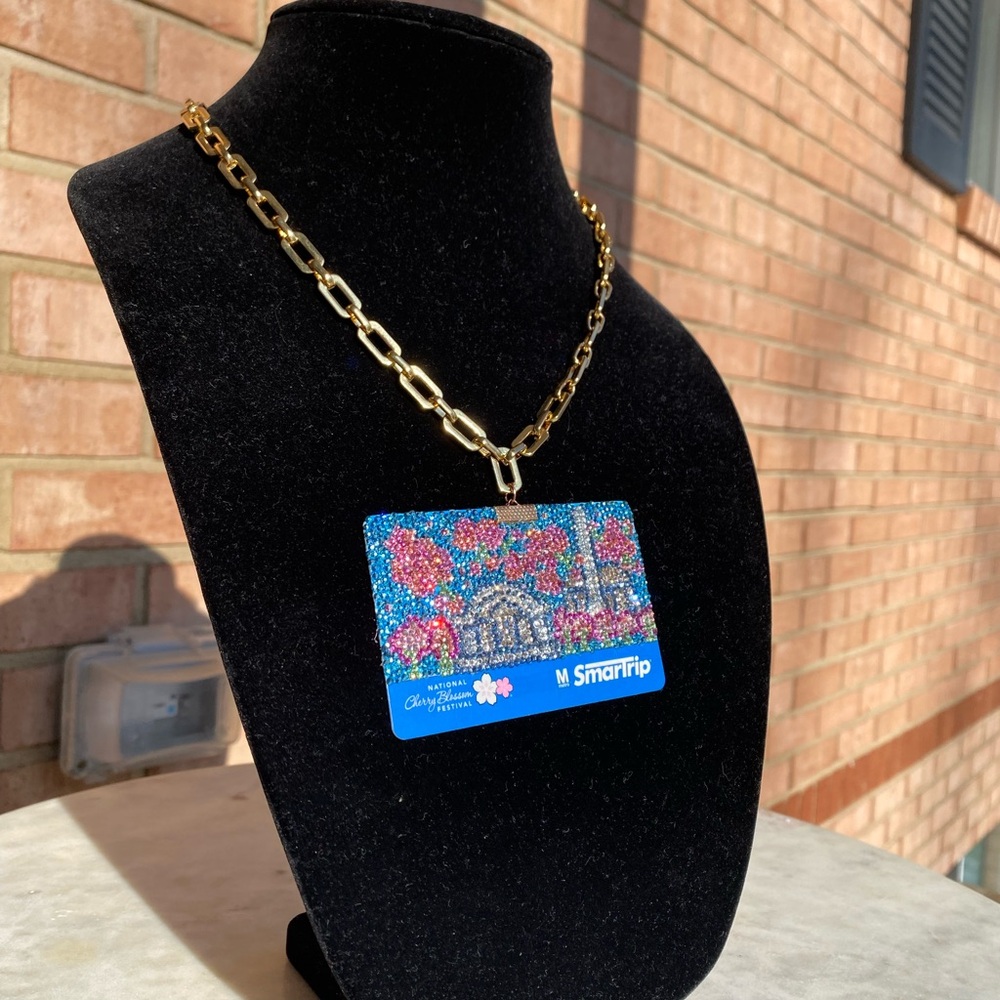 Custom Chain - “Cherry Blossom Metro” Bling DC WMATA Metro Card Gold Chain